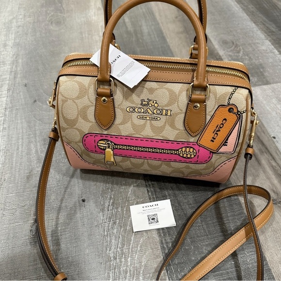 Coach Women's Satchel design trompe l’oeil in Tan and Pink, NWT - Picture 1 of 5